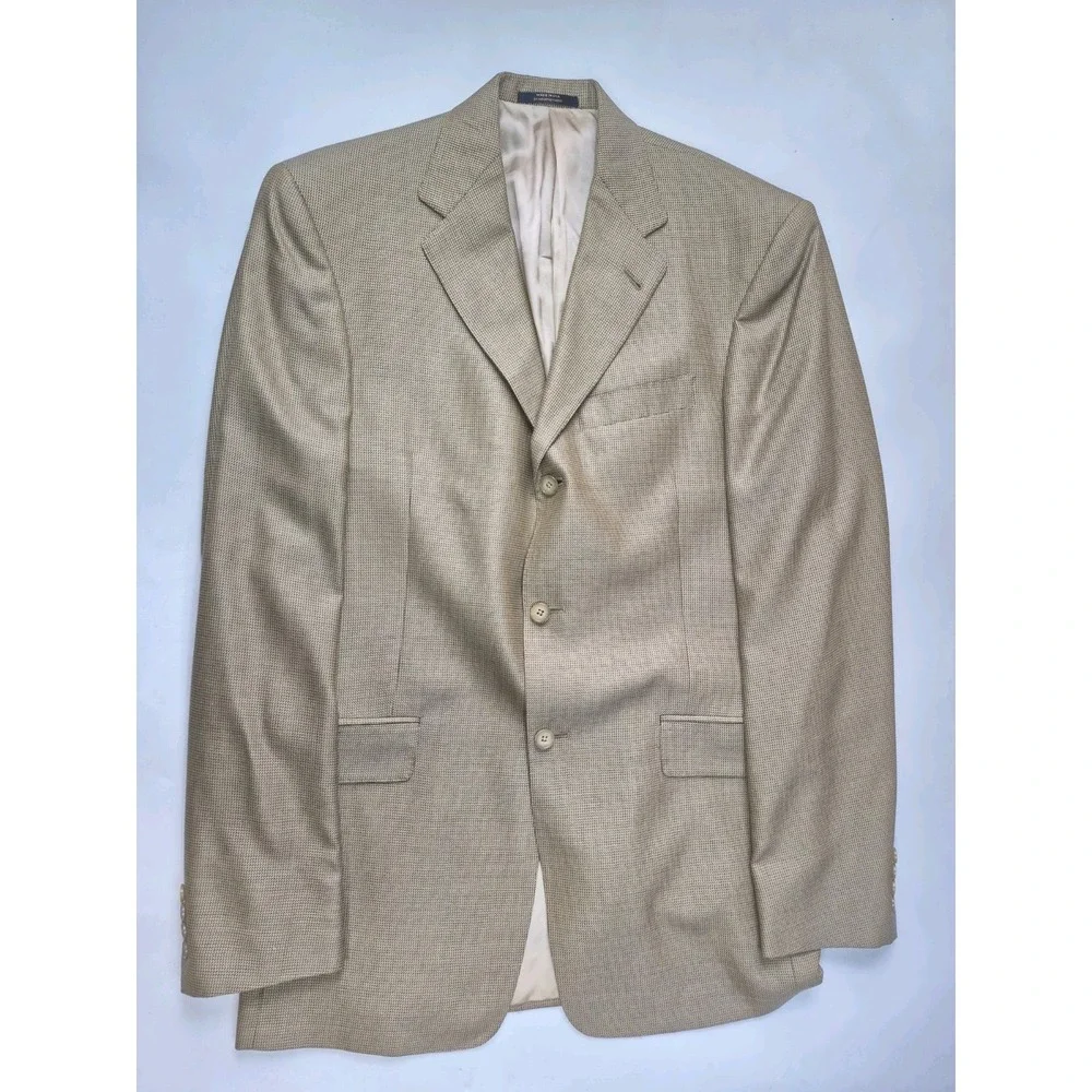Hart Schaffner Marx Mens Wool Sports Coat 40L Gold Made in USA 3 Button Jacket